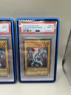 Yu-Gi-Oh 2x Blue-Eyes White Dragon 2002 LOB-E001 UR PSA 8 Nm-Mt | New Cert - Image 2