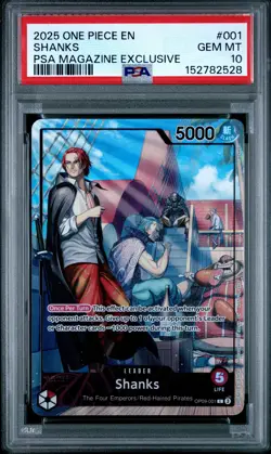 2025 ONE PIECE PROMOS PSA MAGAZINE EXCLUSIVE #001 SHANKS PSA 10 - Image 1