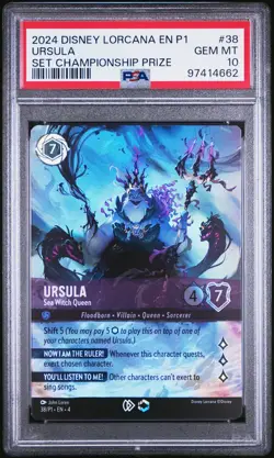 2024 DISNEY LORCANA EN P1-PROMO #38 URSULA - SEA WITCH QUEEN PSA 10 - Image 1