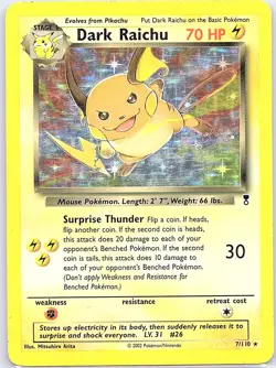 Dark Raichu 7/110 Holo Legendary Collection - Pokemon Card - LP - Image 1