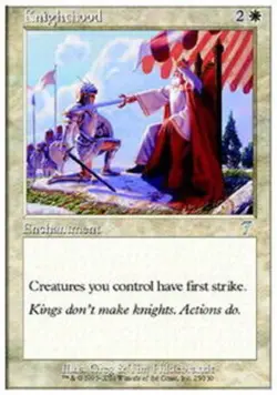 1x Knighthood - Foil Moderate Play, English 7th Edition MTG Magic - Image 1