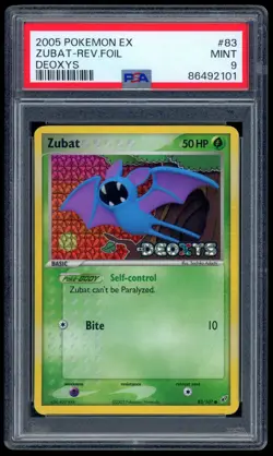 Pokemon Card Zubat EX Deoxys 83/107 Reverse Holo PSA 9 - Image 1