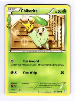 Chikorita Generations: Radiant Collection #RC1 (2016) Common NM Pokemon - Image 1