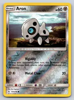 Aron 123/214 Common Unbroken Bonds Pokemon Reverse Holo Near Mint - Image 1