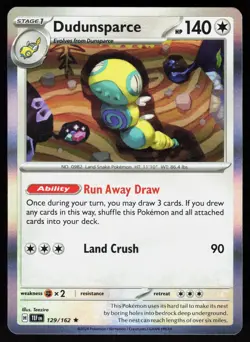 Dudunsparce 129/162 Rare Temporal Forces Pokemon Holo NM - Image 1