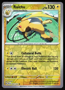 Raichu 052/162 Common Temporal Forces Pokemon Reverse Holo NM - Image 1