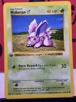 Nidoran 55/102 Base Set 1st edition Shadowless 1999 WOTC Pokemon TCG VLP/NM - Image 3