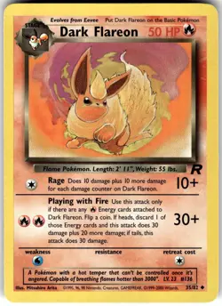 Dark Flareon 35/82 Team Rocket Pokemon NM Fast Ship - Image 1