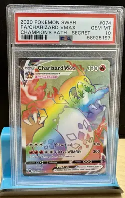 2020 POKEMON SWSH CHAMPION'S PATH SECRET #074 FULL ART /CHARIZARD VMAX PSA 10 - Image 1