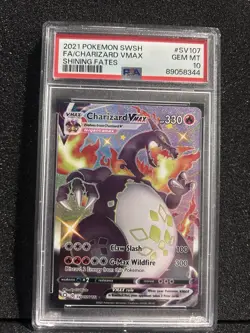 2021 POKEMON SWORD & SHIELD SHINING FATES #SV107 FULL ART/CHARIZARD VMAX PSA 10 - Image 1