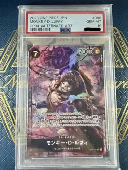2023 ONE PIECE OP04 090 MONKEY D LUFFY KINGDOMS OF INTRIGUE ALT ART PSA 10 - Image 1