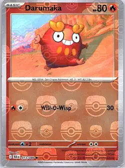 Darumaka Master Ball 013/086 SV: Black Bolt - Pokemon Card - NM - Image 1