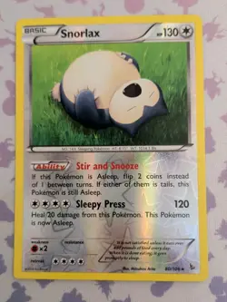 Snorlax 80/106 Rare Reverse Holo XY Flashfire Pokemon Card 2014 EX/LP - Image 1
