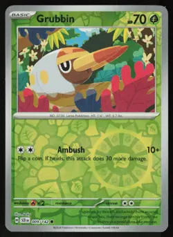 Grubbin 9/142 Common Stellar Crown Pokemon Reverse Holo Near Mint - Image 1