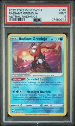 2022 POKEMON SWORD & SHIELD ASTRAL RADIANCE #046 RADIANT GRENINJA PSA 9 - Image 1