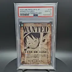 One Piece Monkey D. Luffy OP13-118 Wanted Alternate Art Secret Rare Foil PSA 10 - Image 1