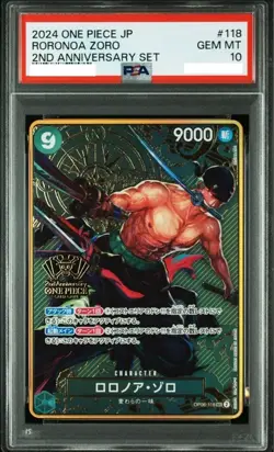 2024 ONE PIECE JPN 2ND ANV SET #118 RORONOA ZORO PSA 10 Japanese Japan JPN - Image 1
