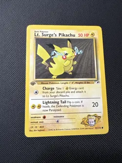 Pokemon Lt. Surge's Pikachu 81/132 Gym Heroes 1st Edition - Image 1