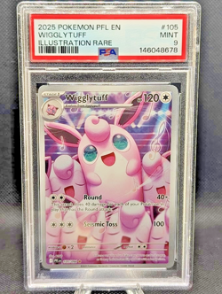 Title: 2025 Pokemon Wigglytuff 105/094 Illustration Rare PSA 9 Phantasmal Flames - Image 1