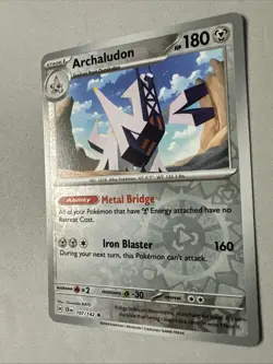 Pokemon TCG * SV Stellar Crown * 107/142 Archaludon RARE REVERSE HOLO * FRESH PK - Image 2