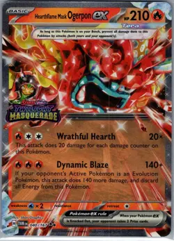 Hearthflame Mask Ogerpon ex (Twilight Masquerade Stamp) 040/167 - Pokemon - NM - Image 1