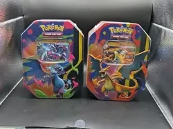Mega Charizard X and Y Tins Sealed 2026 Set of 2 Pokemon TCG Phantasmal Flames - Image 1