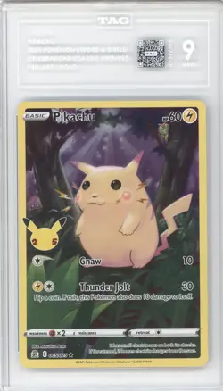 2021 SWSH Celebrations Pikachu Holo Rare TAG 9 #005/025 - Image 1