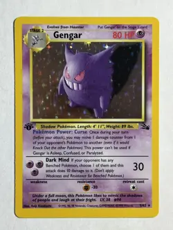 Gengar 1st Edition 5/62 Fossil Holo Pokemon Card WOTC NM - Image 1