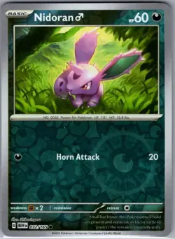 Nidoran M 032/165 Reverse Holo SV: Scarlet & Violet 151 - Pokemon Card - NM - Image 1
