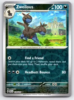Pokemon Uncommon Zweilous SV02: Paldea Evolved PAL Reverse Holo 139/193 NM - Image 1