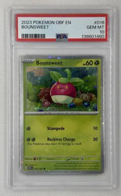 2023 POKEMON OBSIDIAN FLAMES COSMOS HOLO BOUNSWEET 016 PROMO PSA 10 POP 2 GEM - Image 1