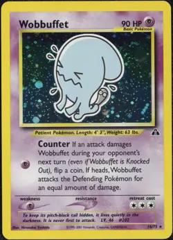 2001 Pokemon Wobbuffet #16 Holo - Neo Discovery - Image 1