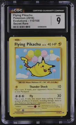 Pokemon Xy Evolutions, Flying Pikachu 110/108, Secret Rare, CGC Mint 9!!! - Image 1