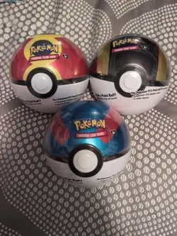Pokemon TCG Pokeball Tins Three Pack Factory Sealed Brand New Nine Packs Total - Image 1