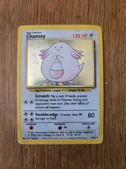 Pokemon TCG Base Set Vintage Chansey 3/102 Holo Rare Unlimited Heavy Play - Image 1