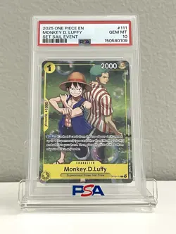 Sequential PSA 10 2025 One Piece Set Sail Event Monkey D. Luffy #111 & Zoro #113 - Image 3