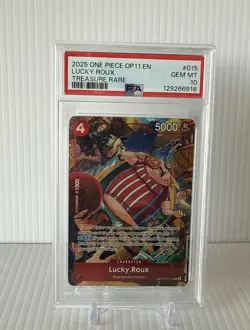 2025 One Piece OP11 EN Lucky Roux Treasure Rare #015 PSA 10 GEM MINT - Image 1