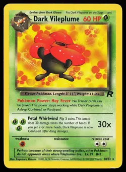 Dark Vileplume 30/82 Unlimited Rare Team Rocket Pokemon Card - Image 1
