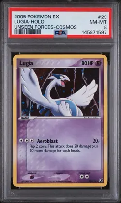 POKEMON LUGIA EX UNSEEN FORCES COSMOS HOLO #29 PSA 8 NM-MT, Low Pop, Swirl! - Image 1