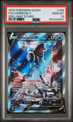 PSA 10 GEM MT 2022 POKEMON SWSH FA-LUMINEON V #156 BRILLIANT STARS - Image 1
