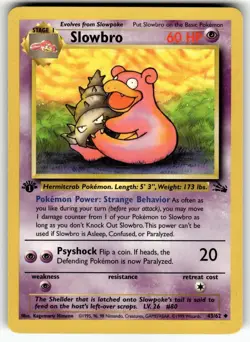 1st Edition Slowbro 43/62 Uncommon Fossil Pokemon MP - Image 1
