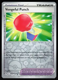 Vengeful Punch 197/197 Uncommon Obsidian Flames Pokemon Reverse Holo NM - Image 1
