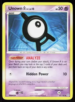 Unown [A] 65/130 Uncommon Diamond & Pearl Pokemon LP - Image 1