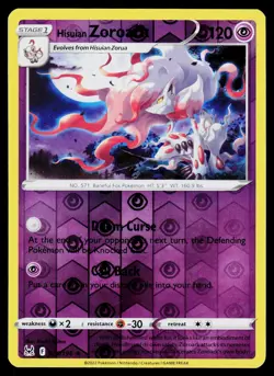 Hisuian Zoroark 076/196 Holo Rare Lost Origin Pokemon Reverse Holo LP - Image 1