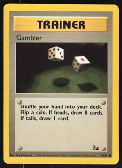Pokemon TCG Fossil #60/62 Gambler NM - Image 1