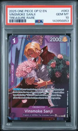 VINSMOKE SANJI 2025 ONE PIECE TREASURE RARE OP12-063 PSA 10 - Image 1