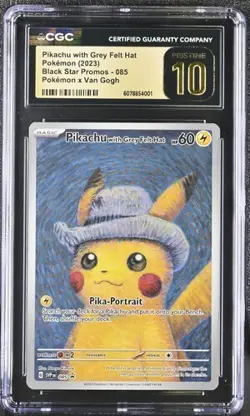 2023 POKEMON X VAN GOGH #085 PIKACHU WITH GREY FELT HAT CGC 10 PRISTINE - Image 1