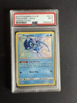 2019 POKEMON SUN & MOON HIDDEN FATES #SV12 FROGADIER-HOLO PSA 9 - Image 1