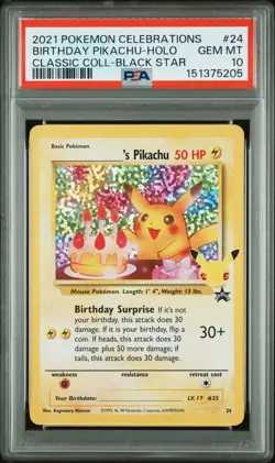 2021 POKEMON CELEBRATIONS CLASSIC COLLECTION #24 BIRTHDAY PIKACHU-HOLO PSA 10 - Image 1