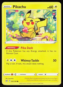 Pikachu 052/196 Common Lost Origin Pokemon NM - Image 1